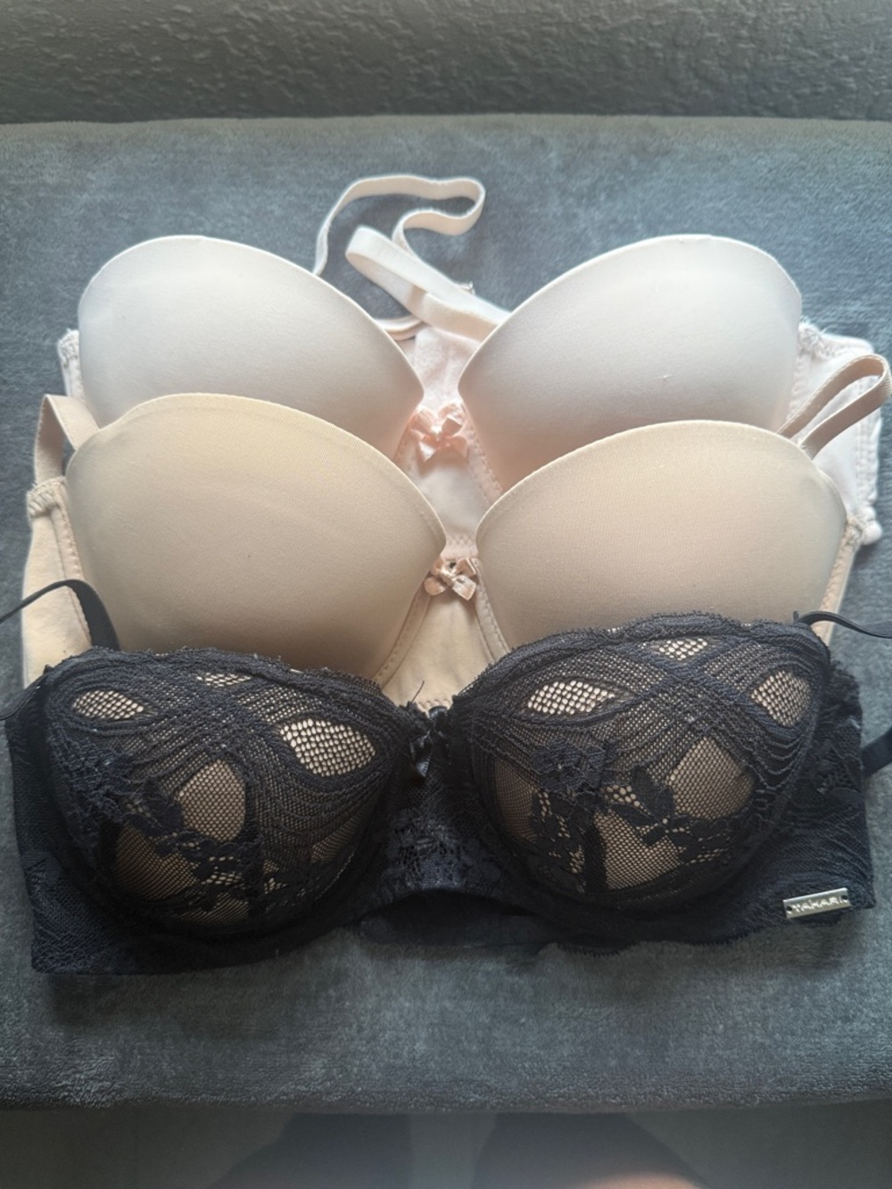 Tahari Lace Balconette Bra - Black/Beige - Tahari PushUp